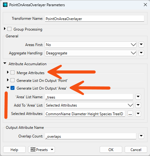 Don't Merge Attributes, Generate List on Area